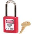 Padlock, Red, Keyed Different, 3 Inch Shackle - Locks